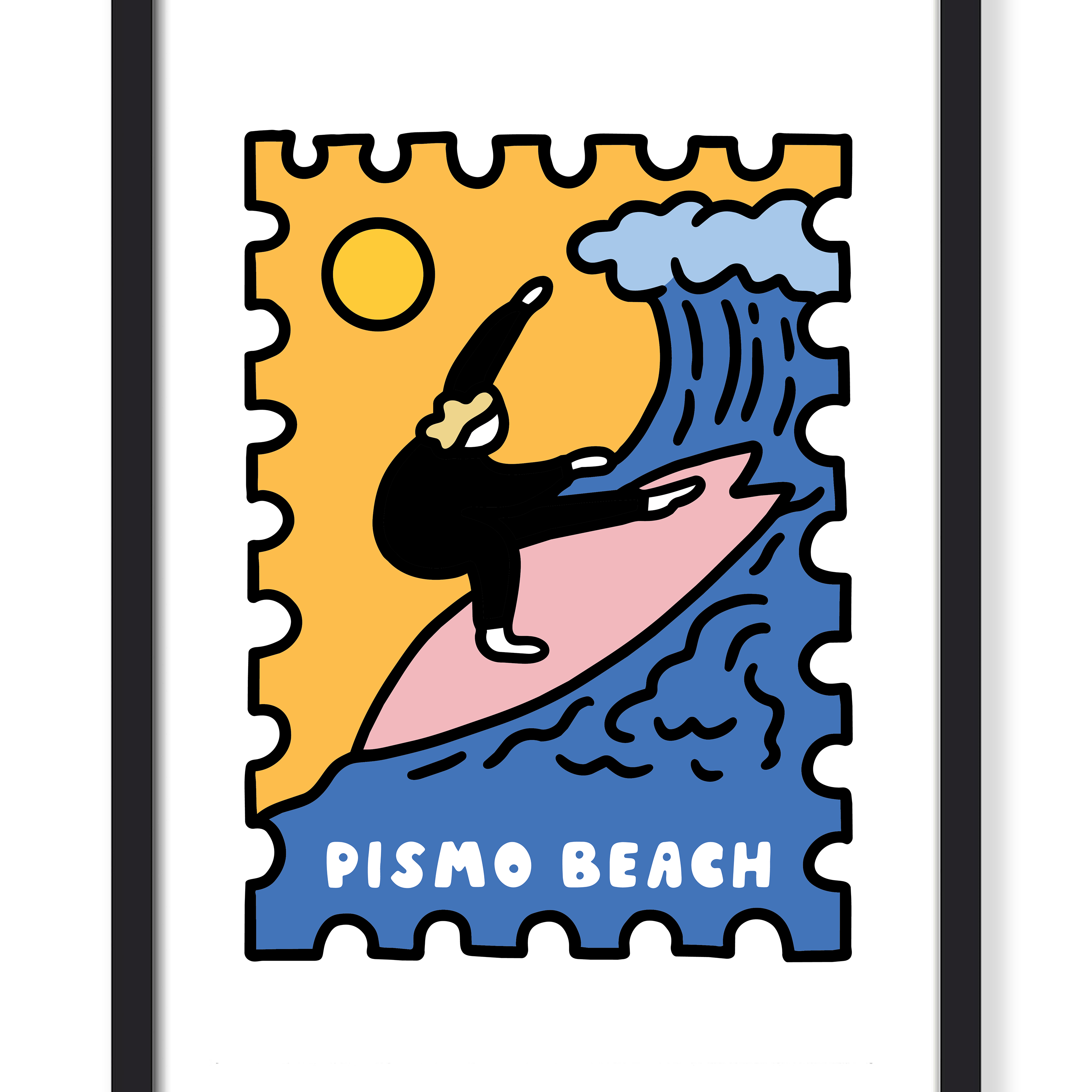 PISMO BEACH SURFER STAMP PRINT