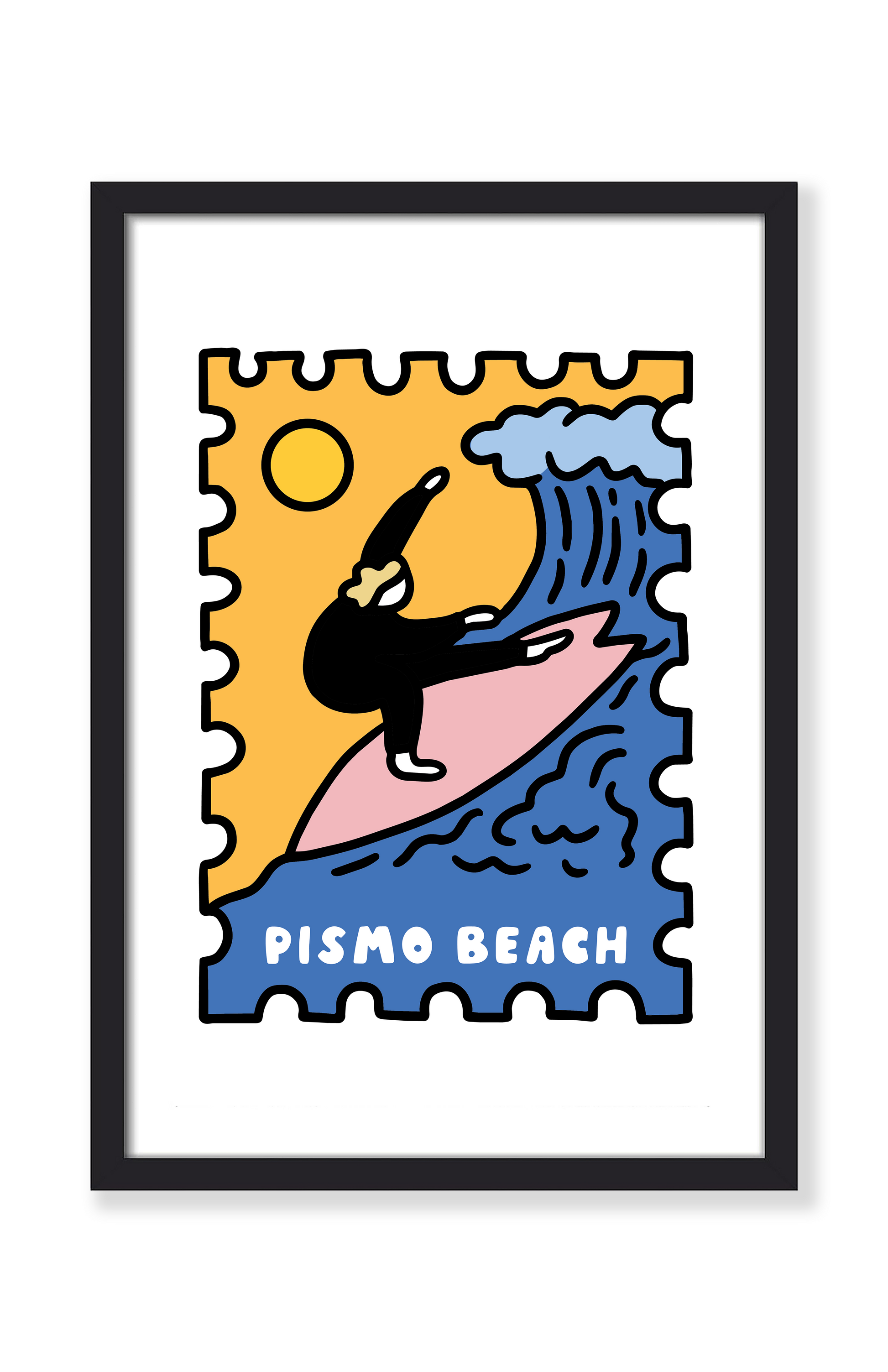 PISMO BEACH SURFER STAMP PRINT