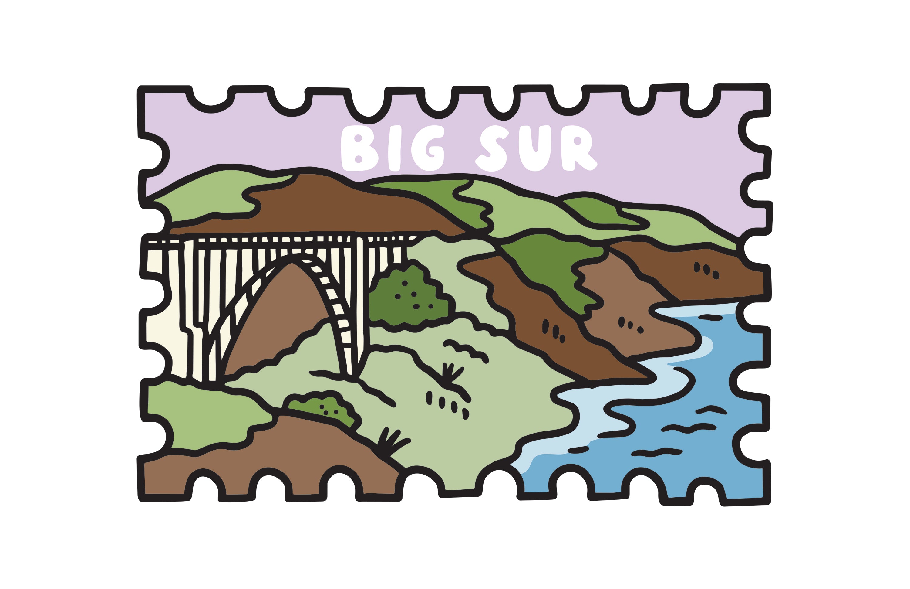 BIXBY BRIDGE IN BIG SUR STAMP PRINT