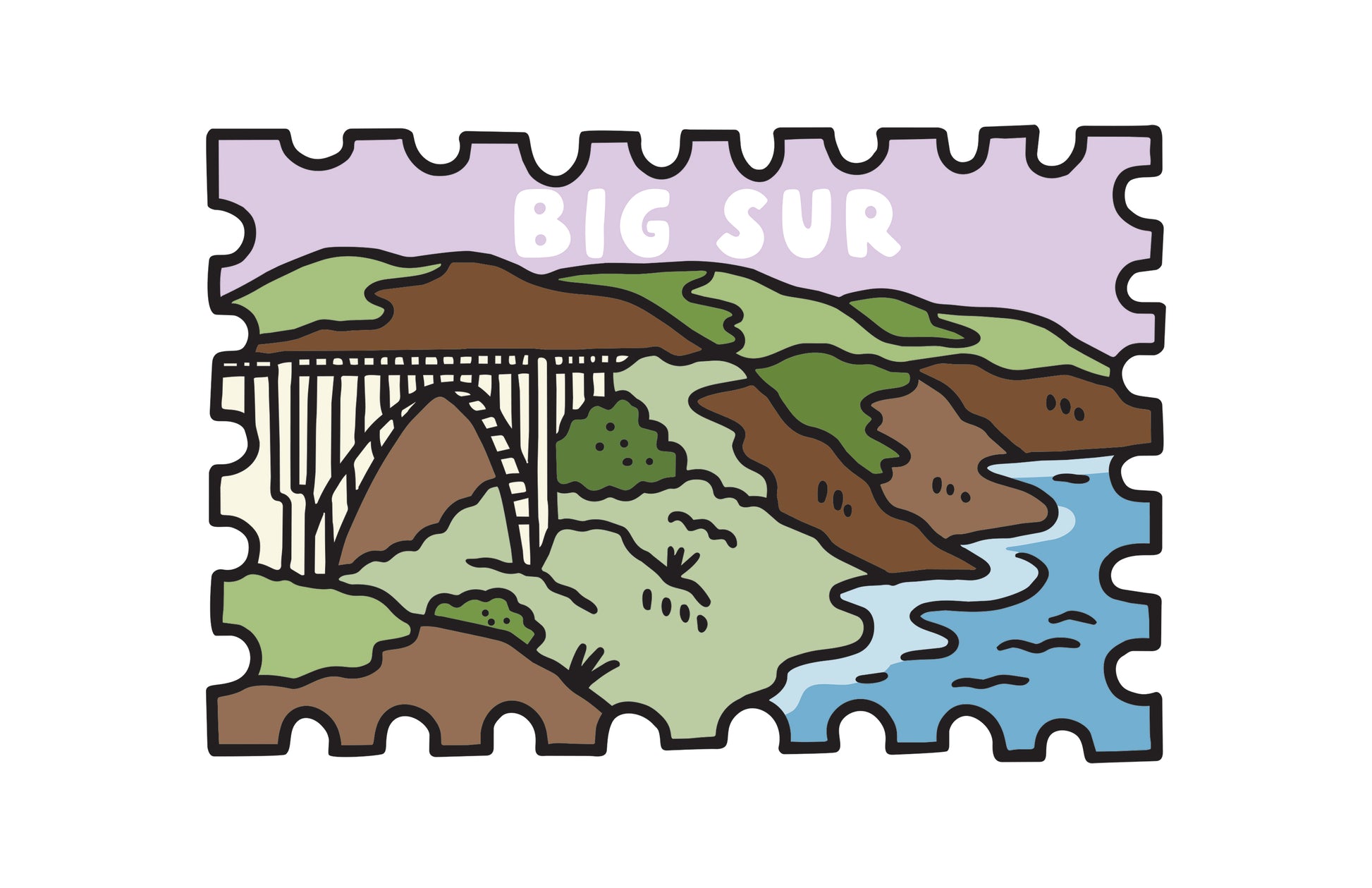 BIXBY BRIDGE IN BIG SUR STAMP PRINT