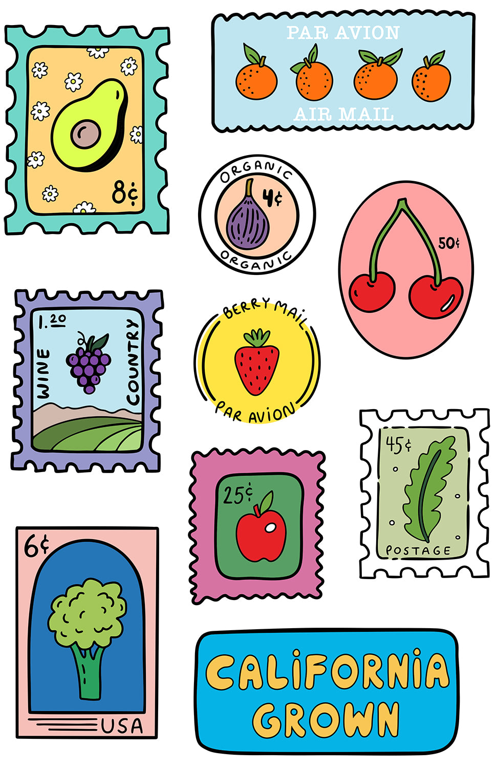 CALIFORNIA PRODUCE STAMPS PRINT