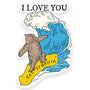 I LOVE SURFING CALI BEAR STICKER