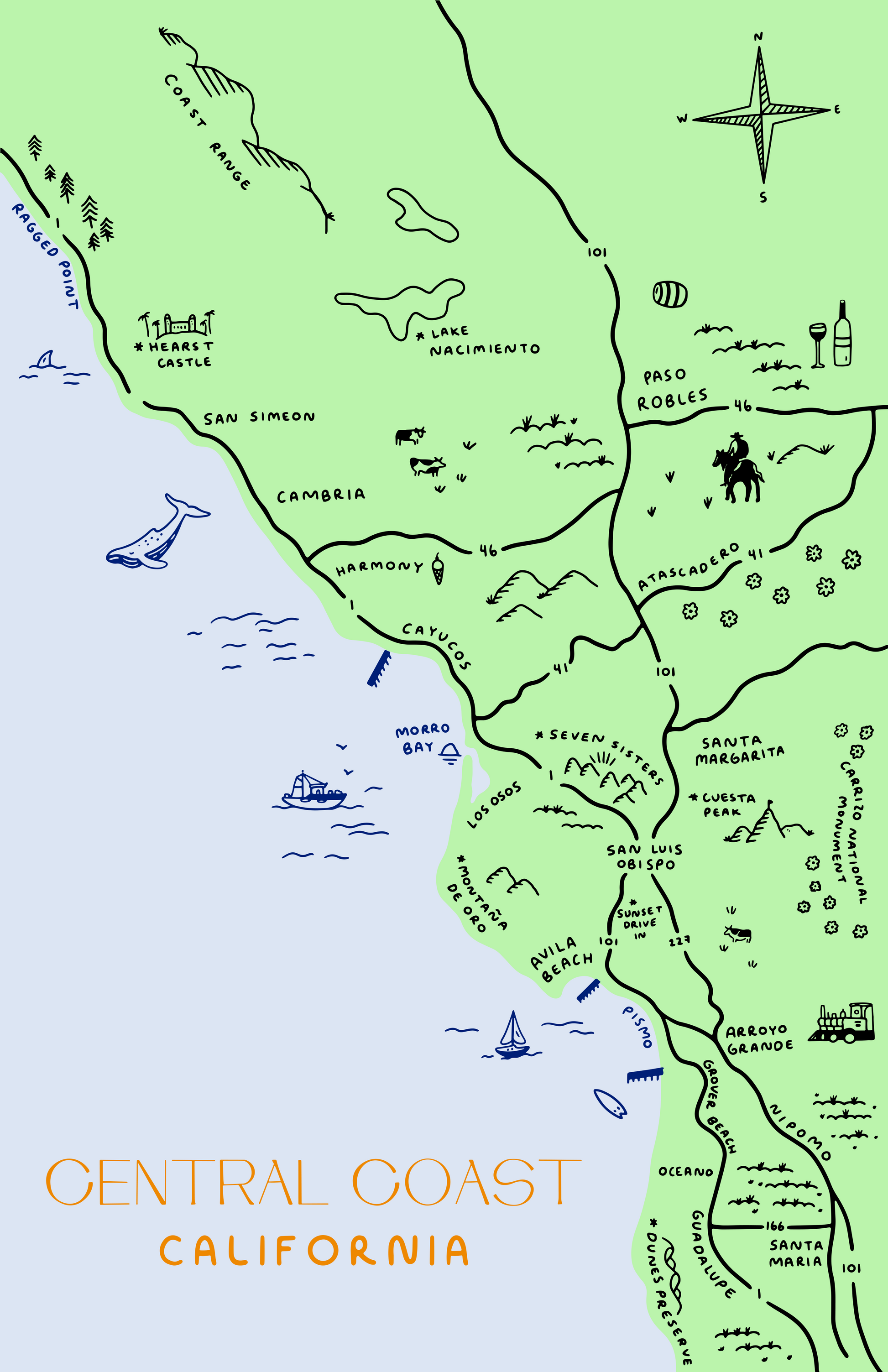 CENTRAL COAST MAP PRINT