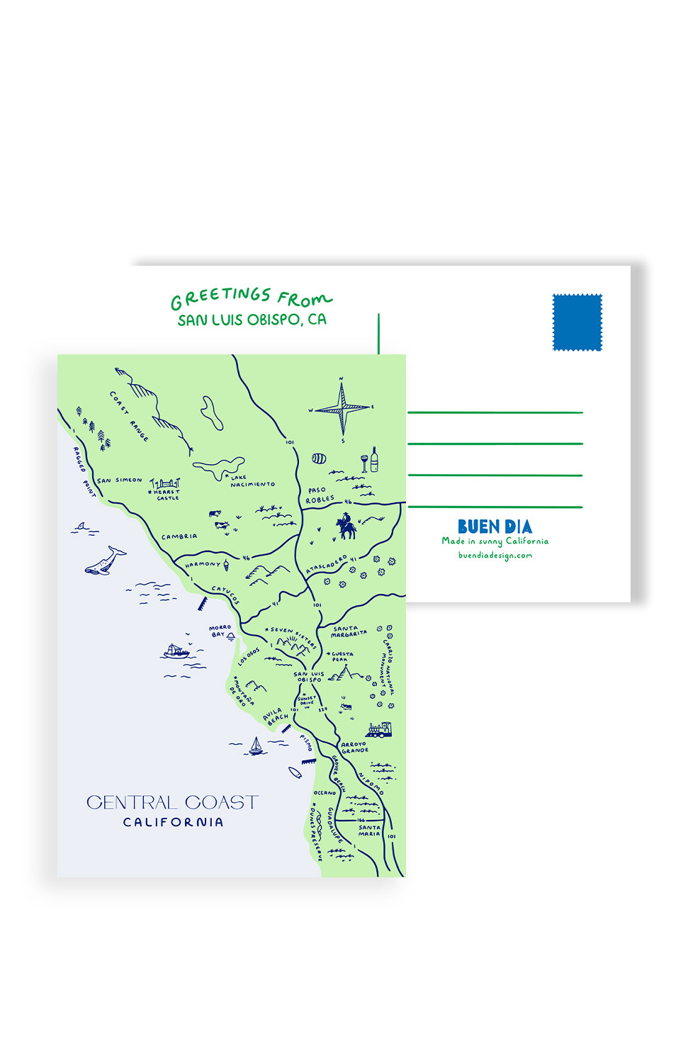 CENTRAL COAST MAP POSTCARD
