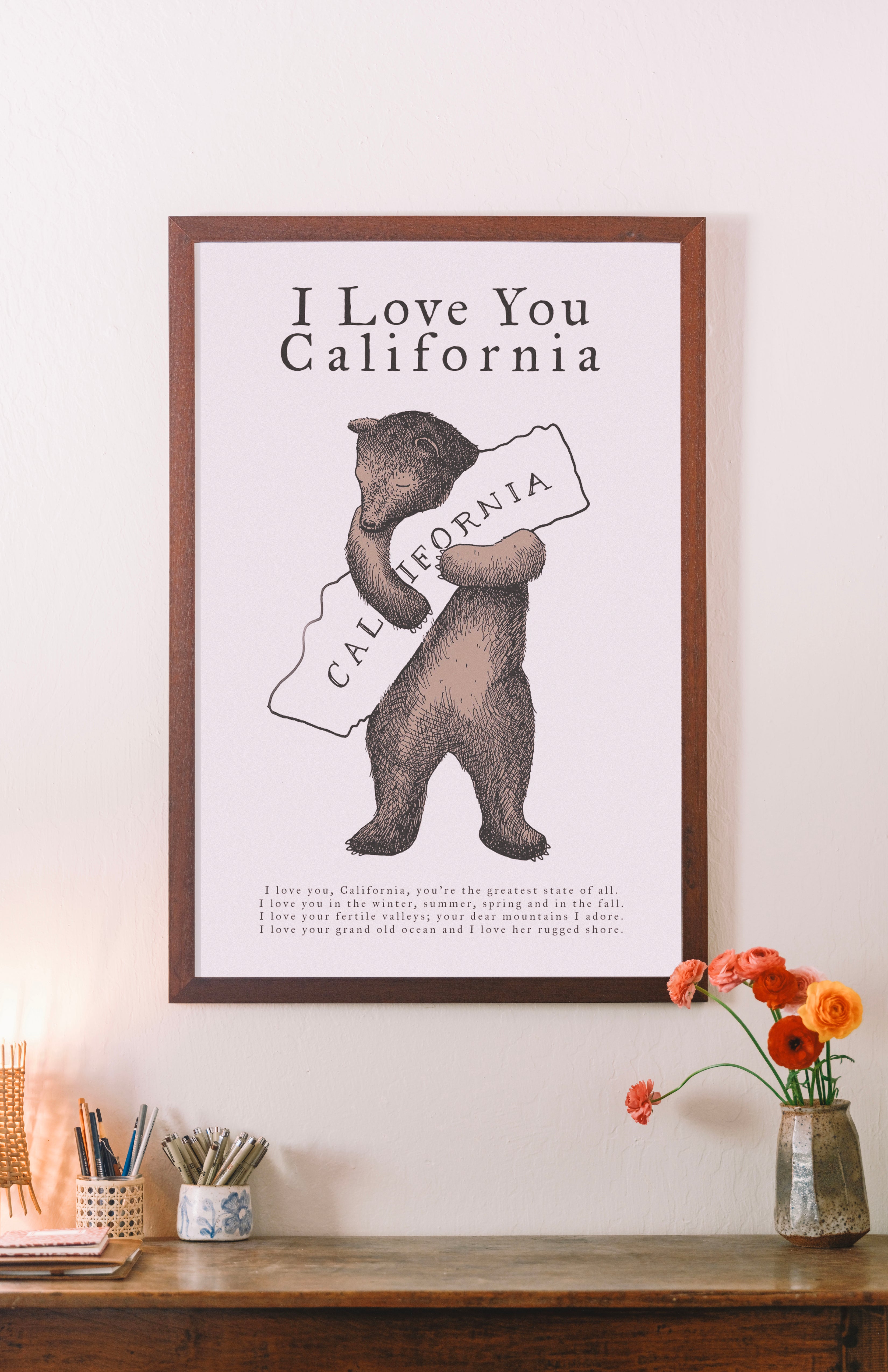 I LOVE YOU CALIFORNIA BEAR PRINT