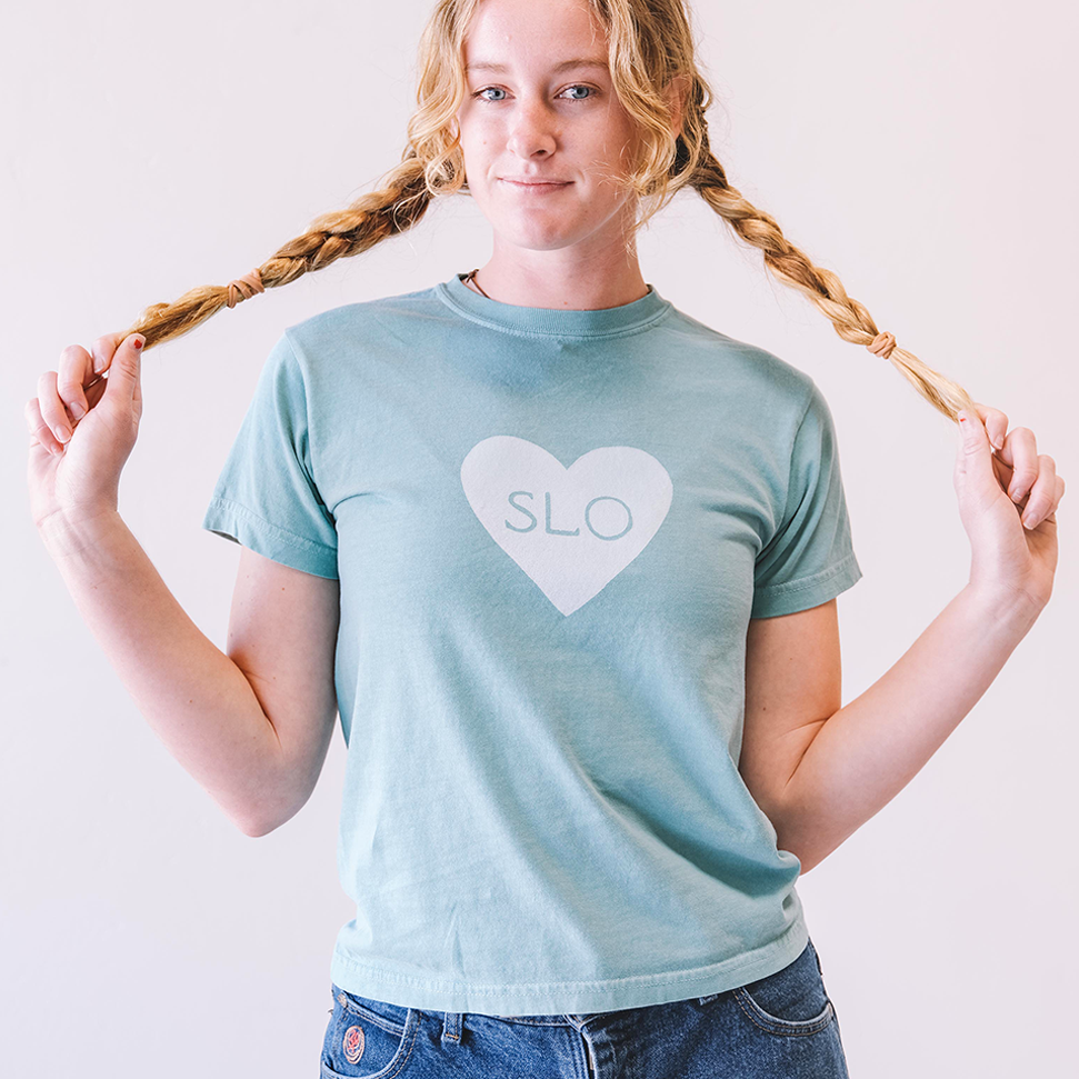 I HEART SLO BABY TEE IN GREEN