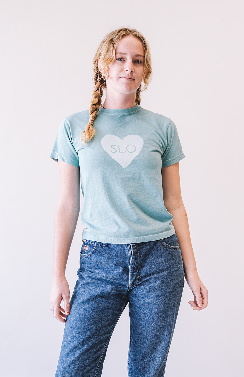 I HEART SLO BABY TEE IN GREEN