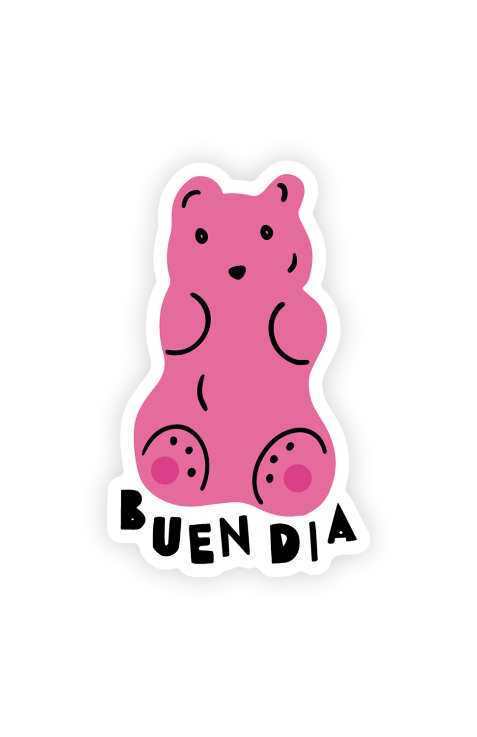 PINK BUEN DIA GUMMY BEAR STICKER