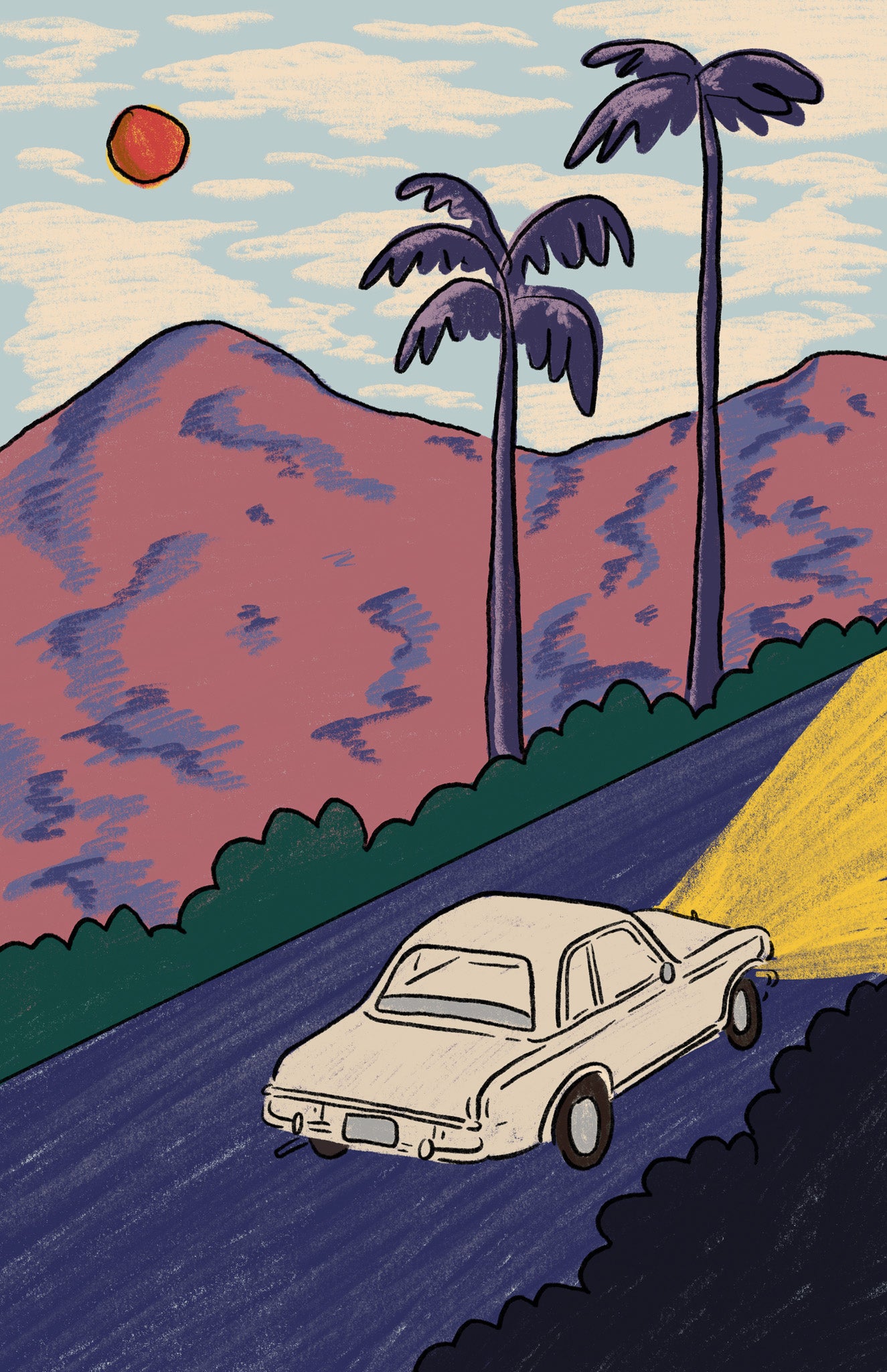 DRIVING AT SUNSET PRINT