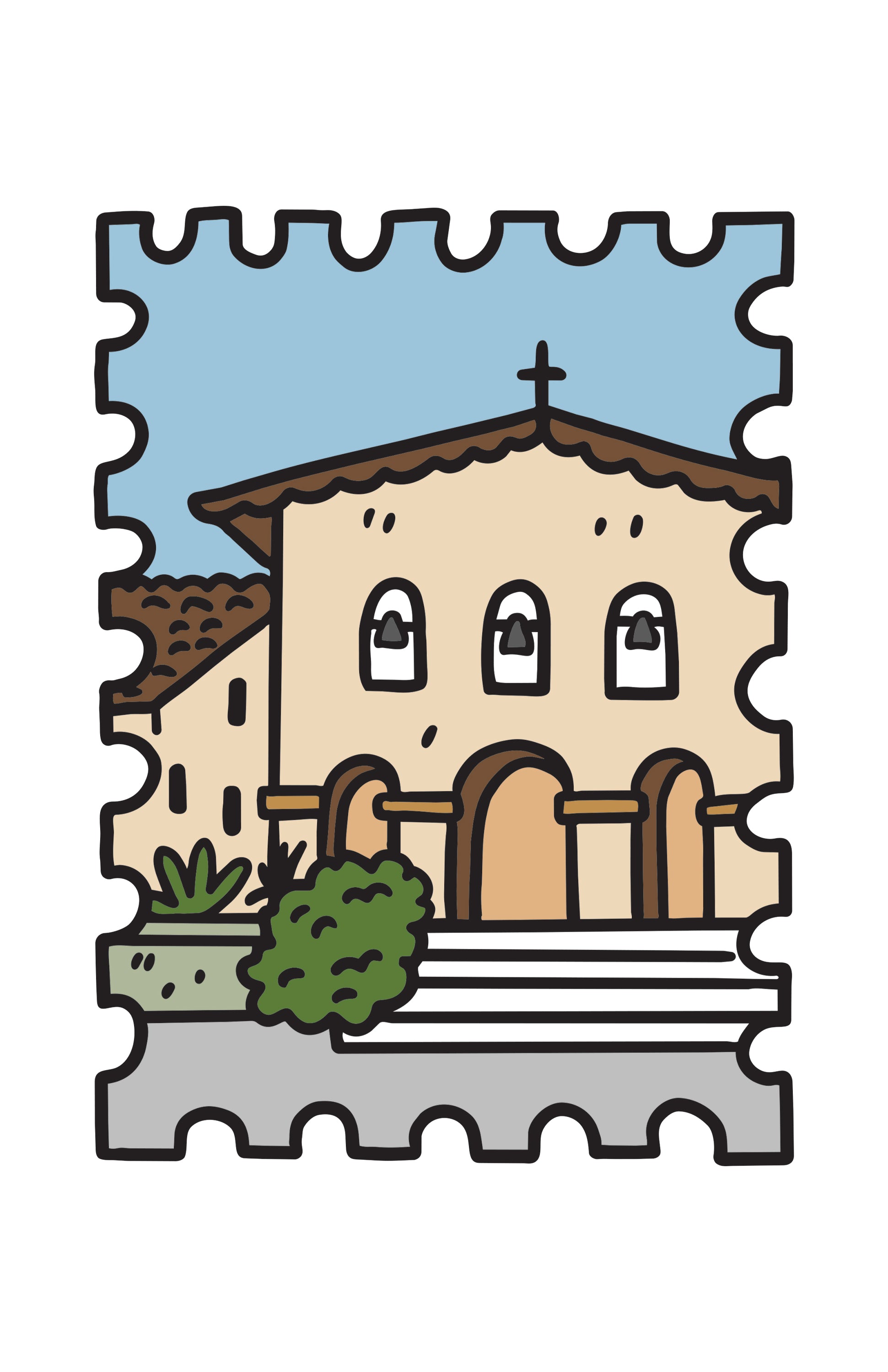 SLO MISSION STAMP PRINT