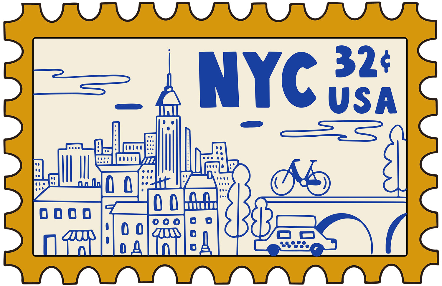 new york cigarette stamp NYC STAMP PRINT - Illustration Art new york cigarette stamp NYC STAMP PRINT - Illustration Art