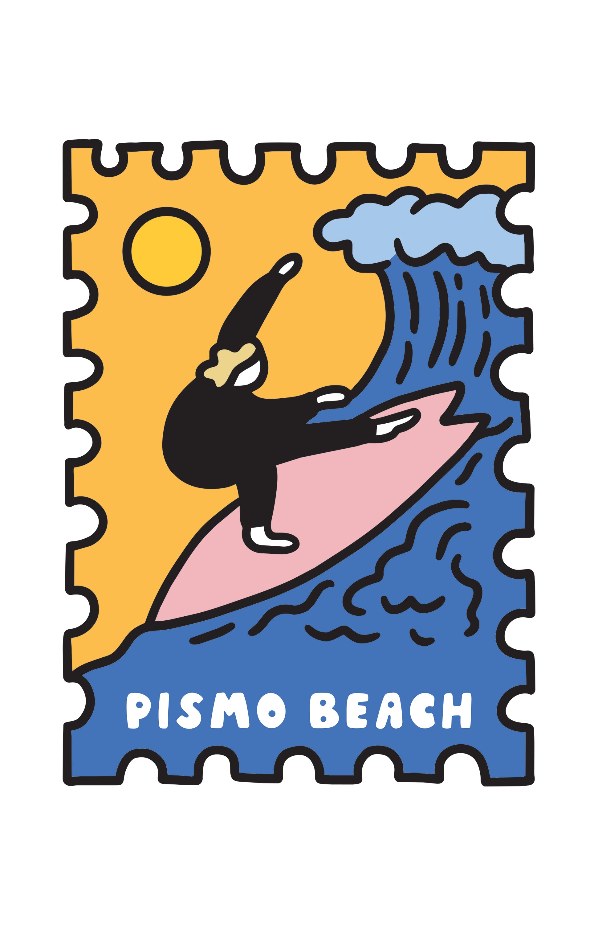 PISMO BEACH SURFER STAMP PRINT