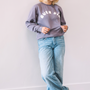 BUEN DIA PUFF PAINT SWEATSHIRT IN PLUM
