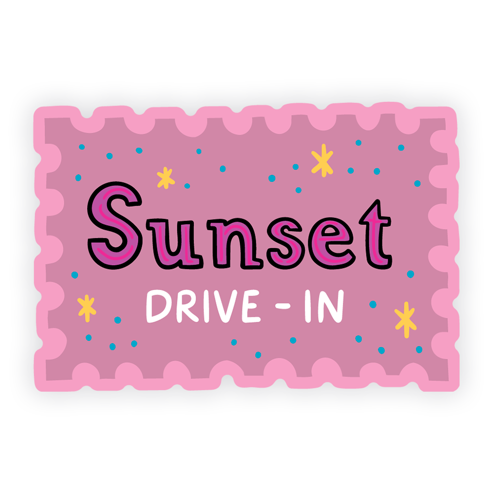 SUNSET DRIVE IN STAMP STICKER
