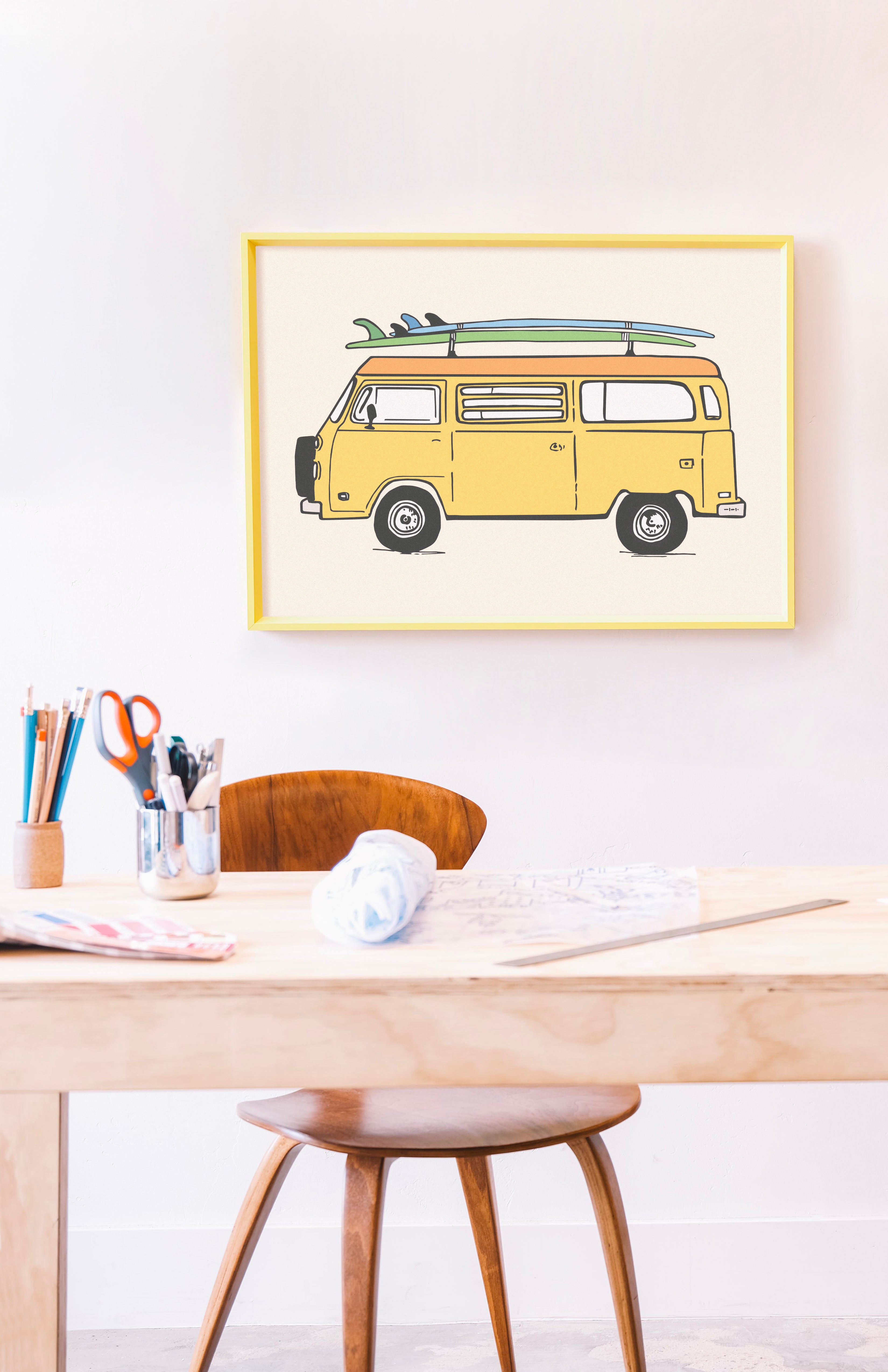 YELLOW VW BUS PRINT