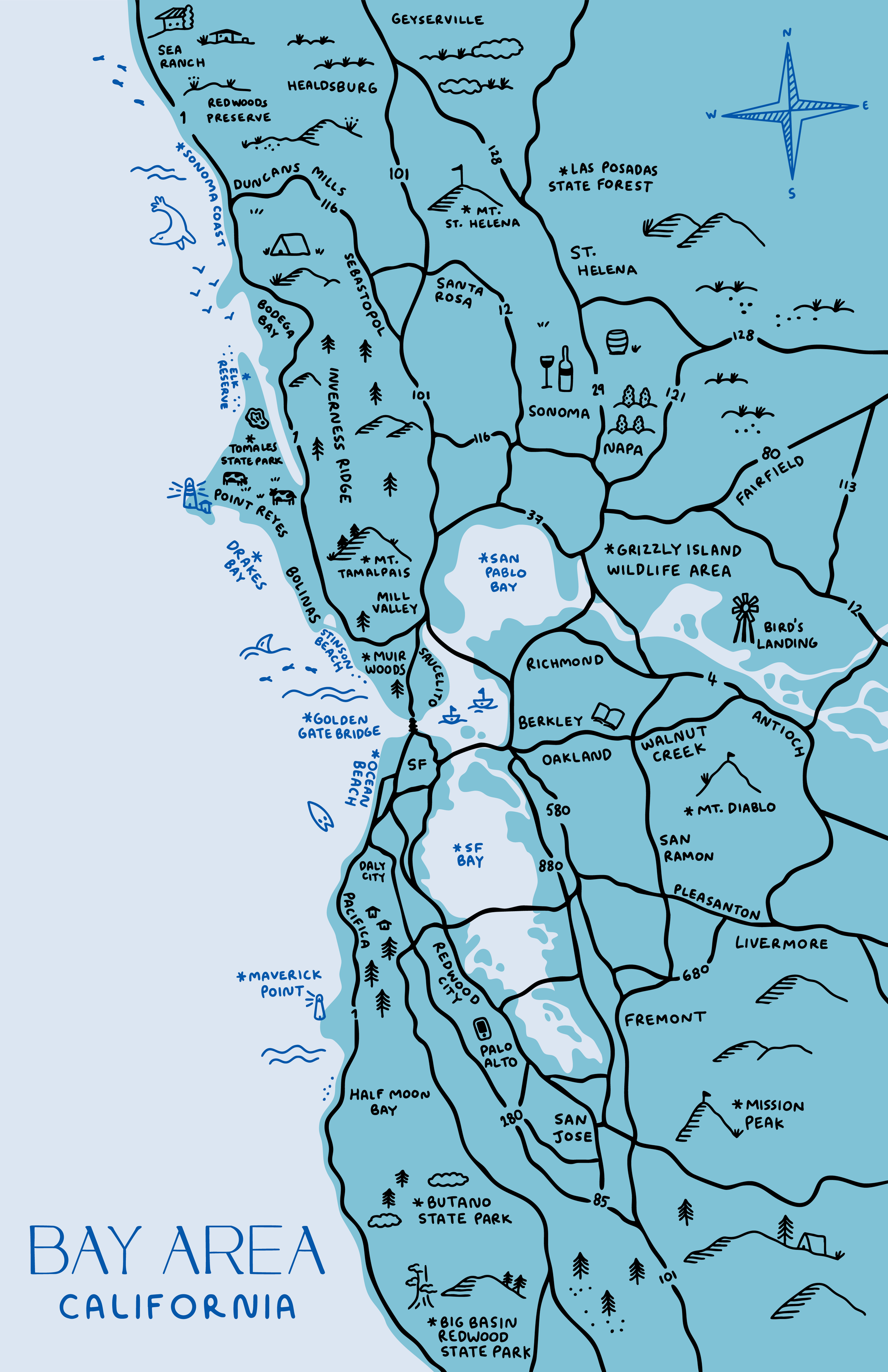 BAY AREA MAP PRINT