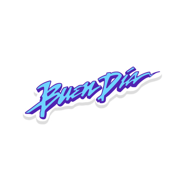 BUEN DIA RETRO STICKER IN BLUE
