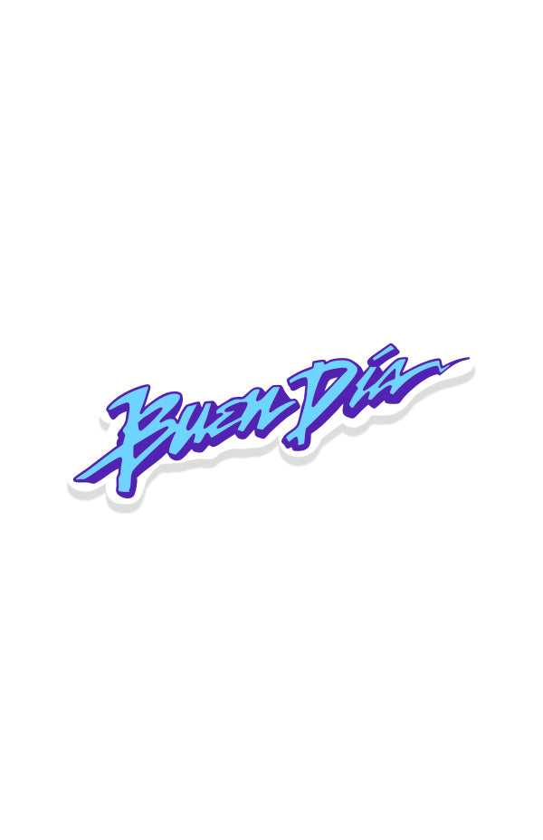 BUEN DIA RETRO STICKER IN BLUE
