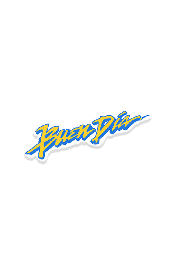 BUEN DIA RETRO STICKER IN YELLOW