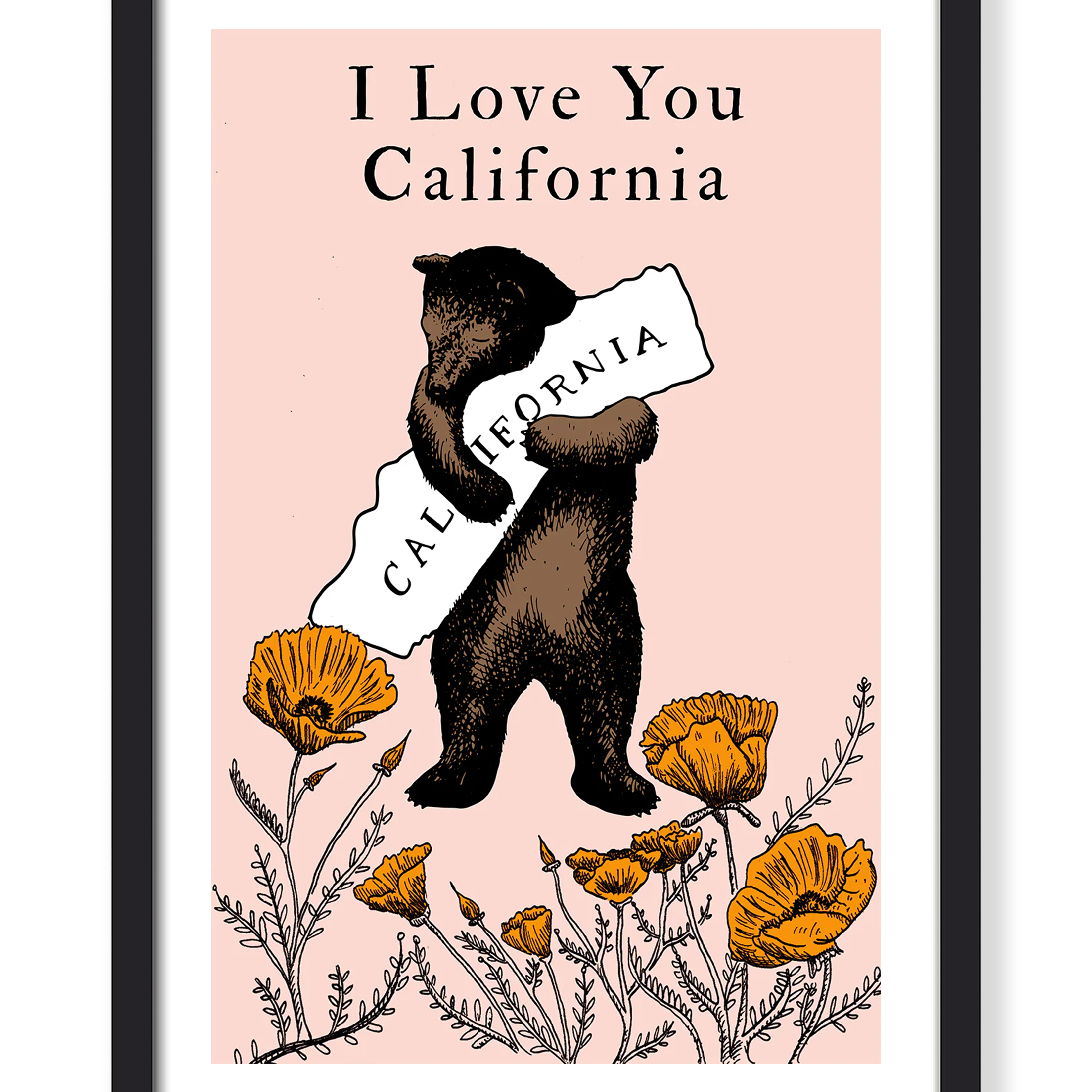 I LOVE YOU CALIFORNIA BEAR PRINT in PINK PRINT