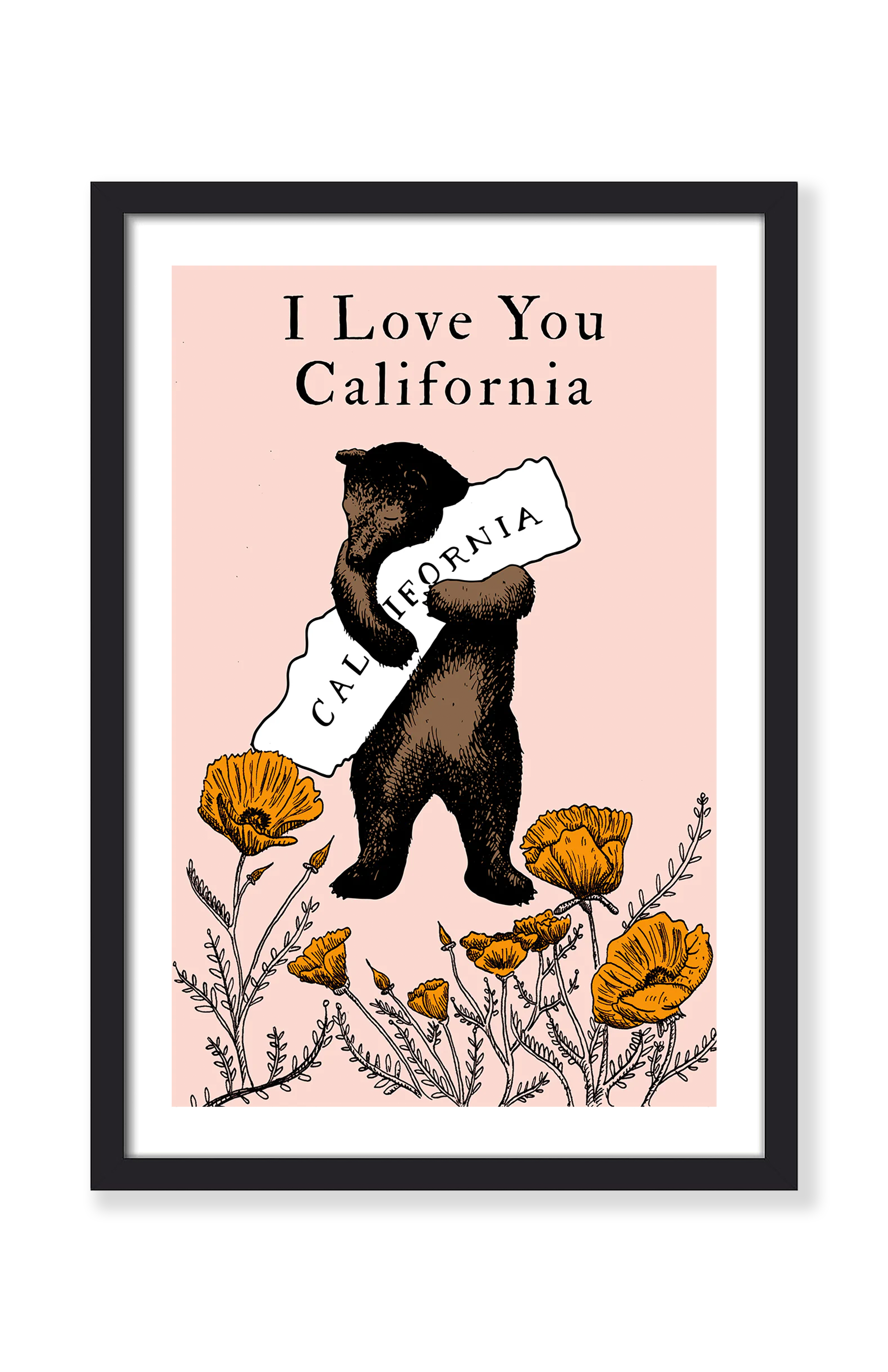 I LOVE YOU CALIFORNIA BEAR PRINT in PINK PRINT
