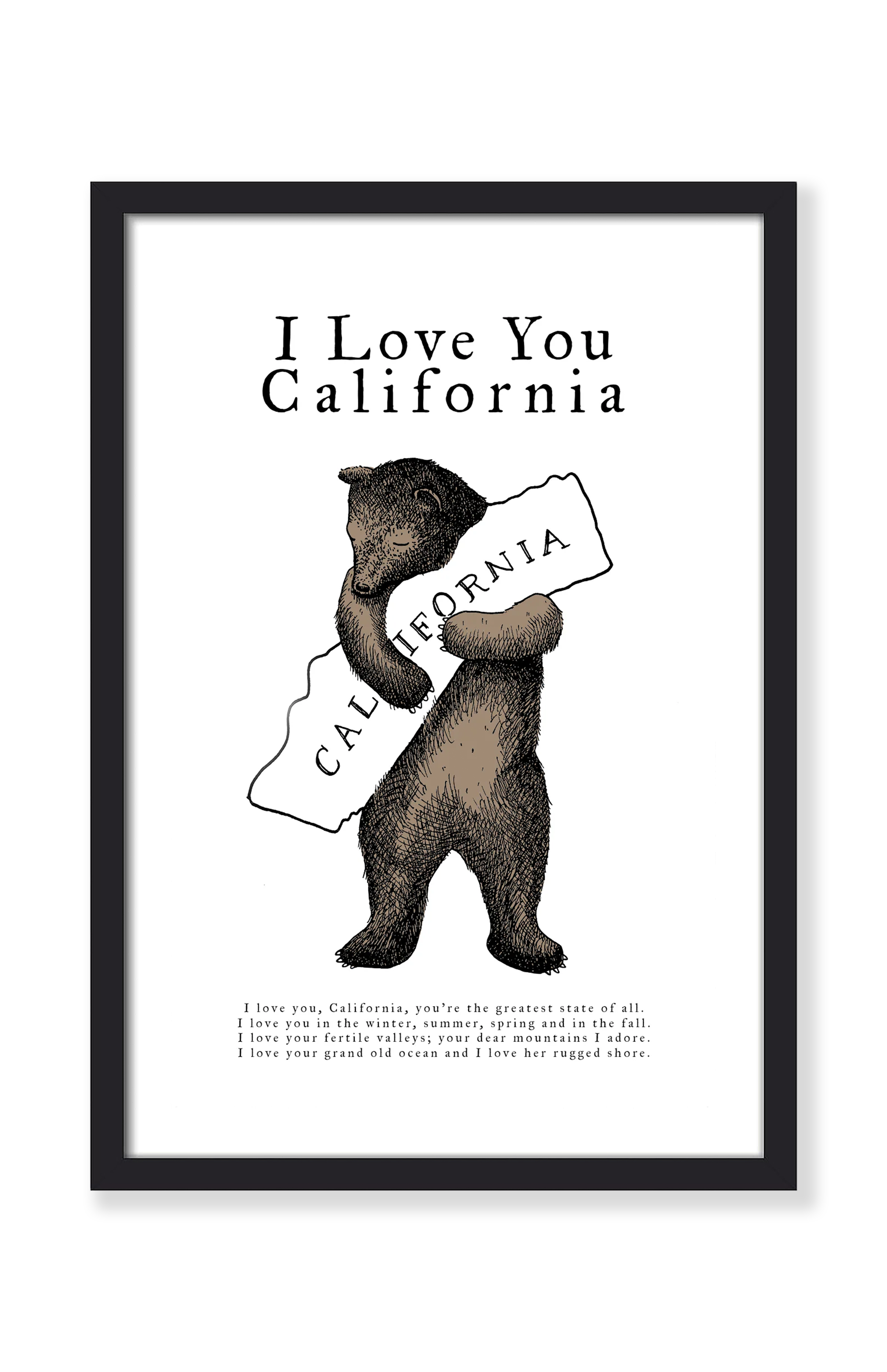 I LOVE YOU CALIFORNIA BEAR PRINT