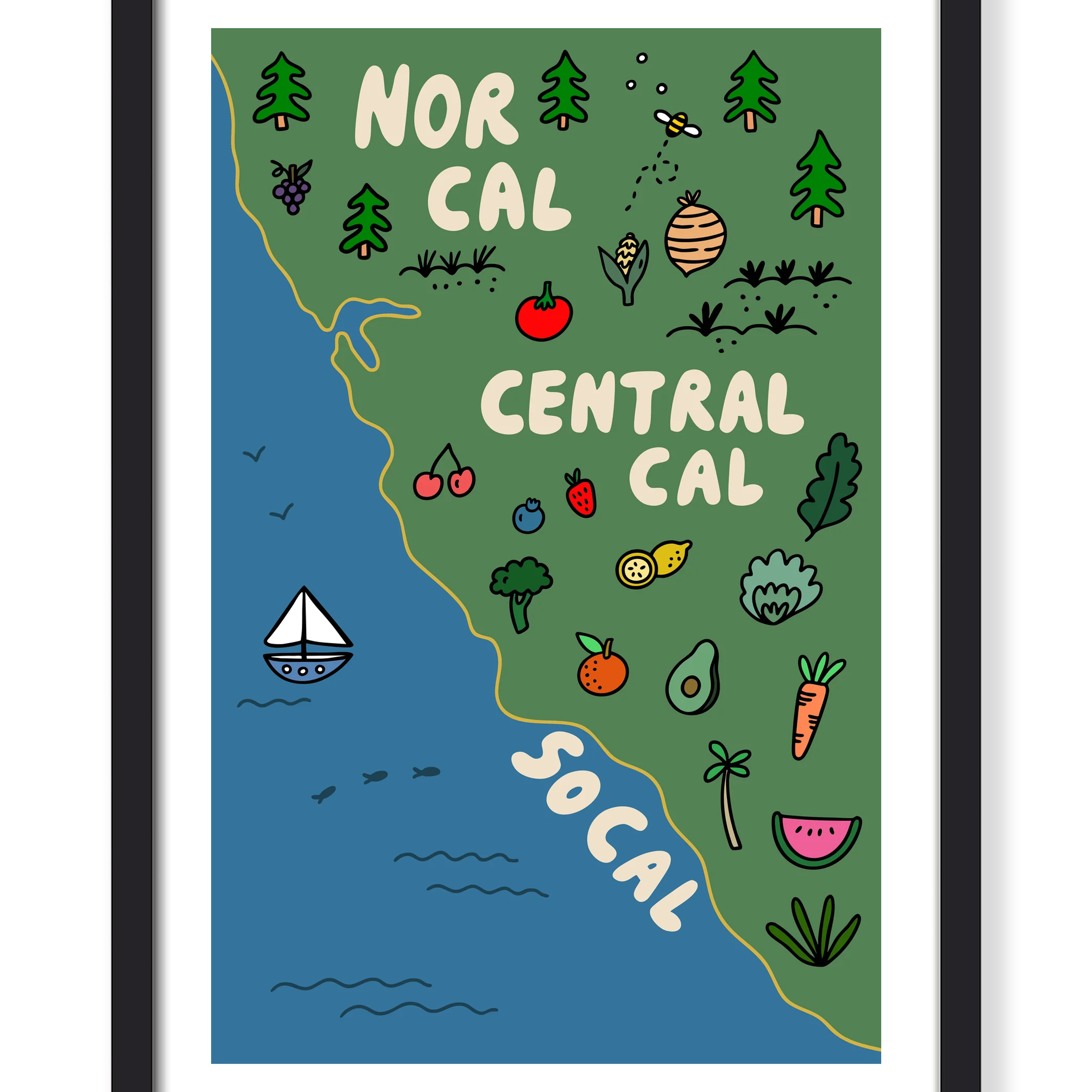 CALIFORNIA PRODUCE MAP PRINT