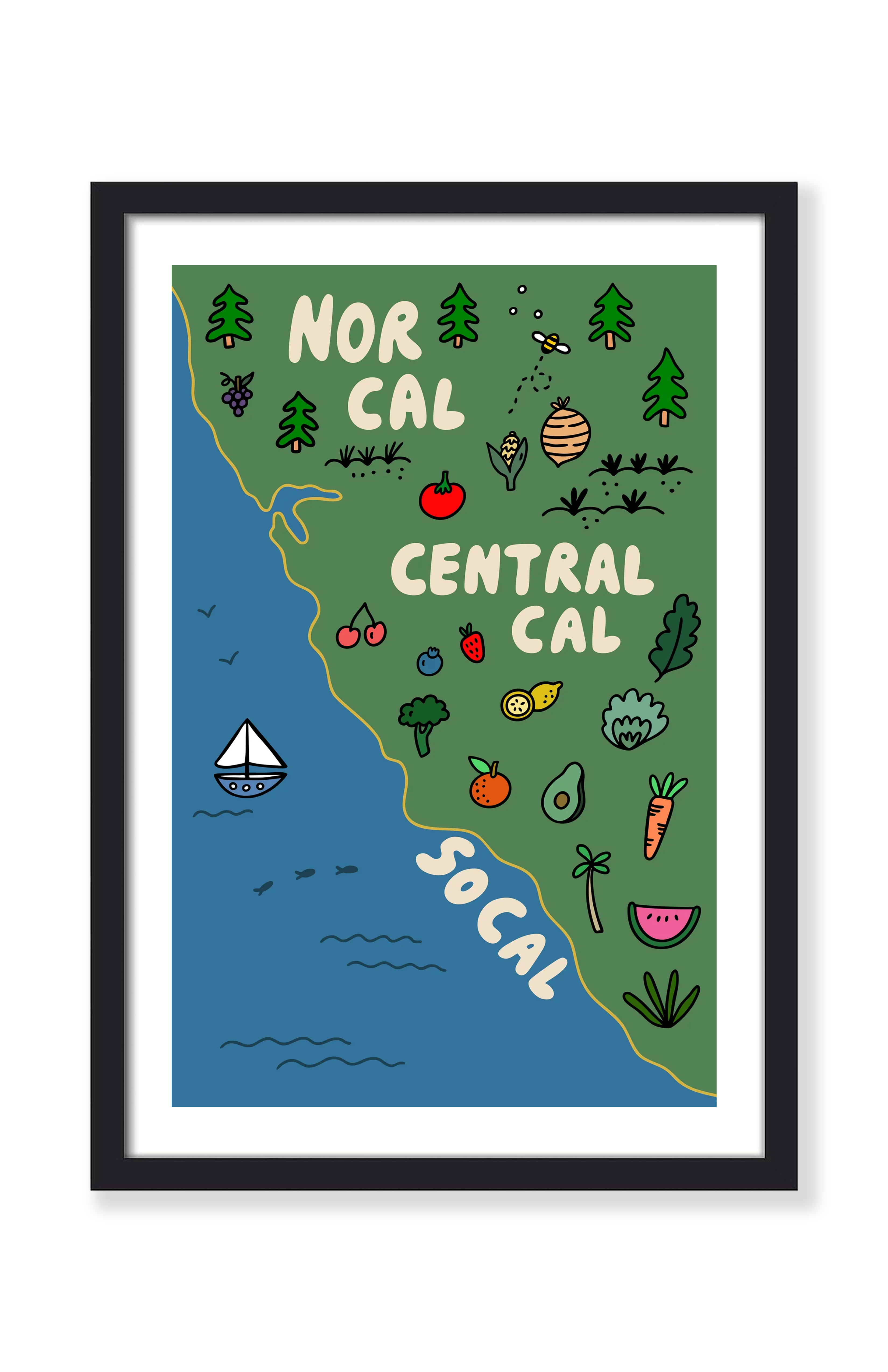 CALIFORNIA PRODUCE MAP PRINT