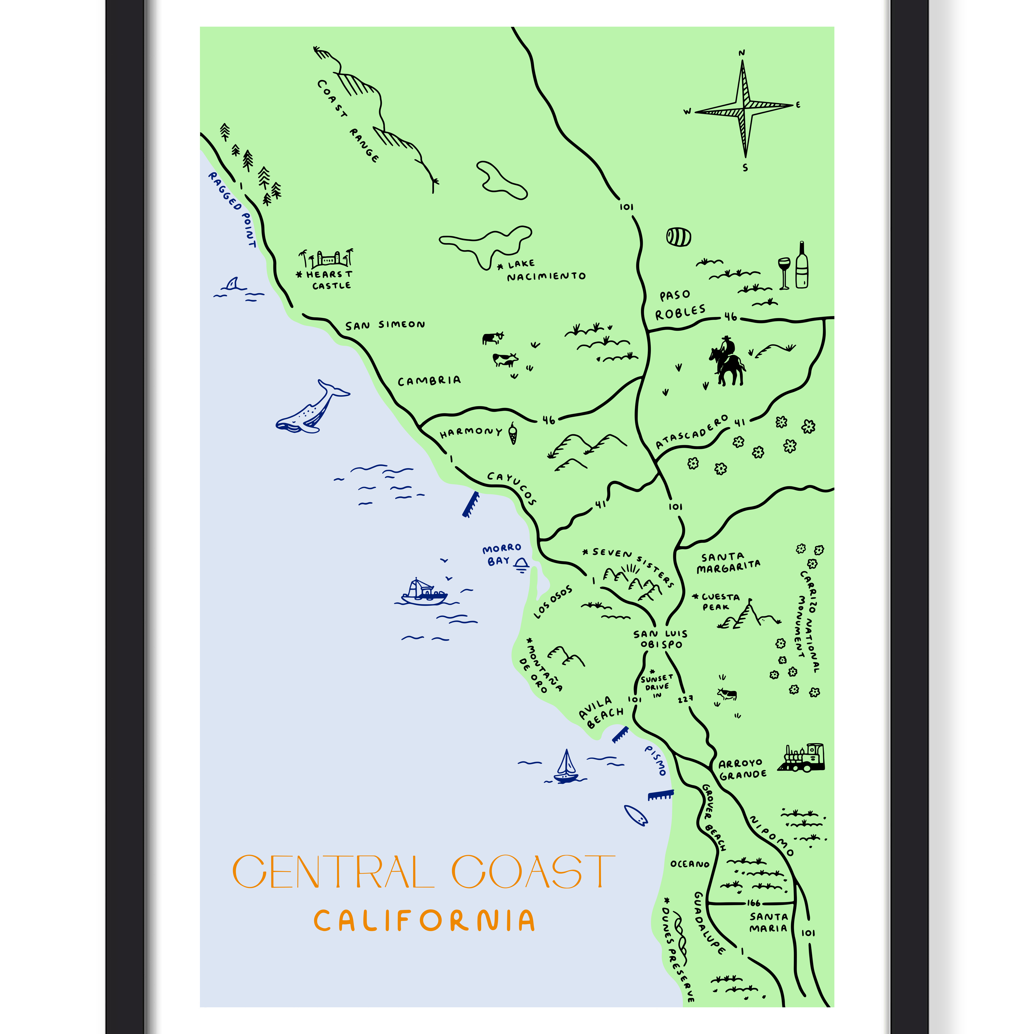 CENTRAL COAST MAP PRINT