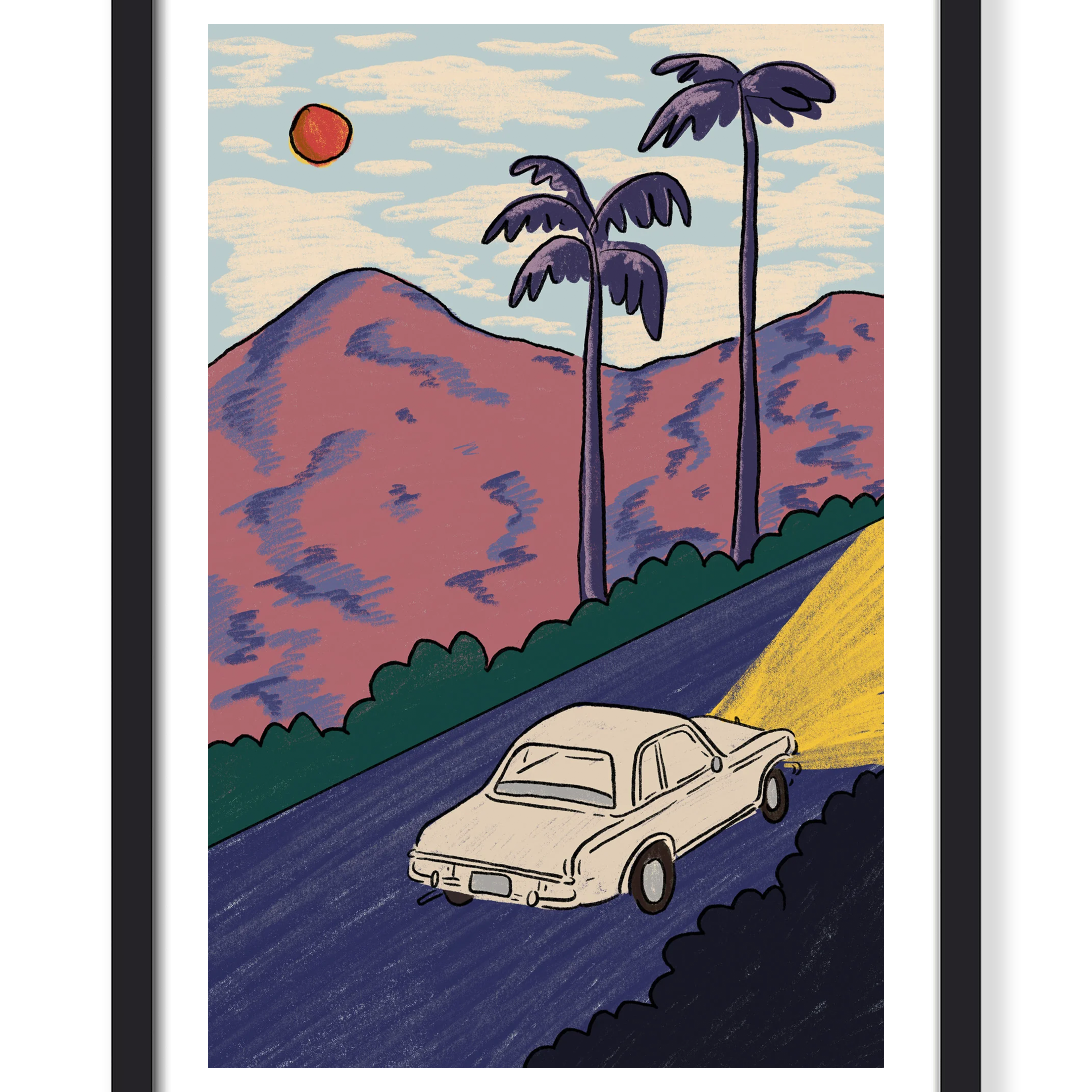 DRIVING AT SUNSET PRINT