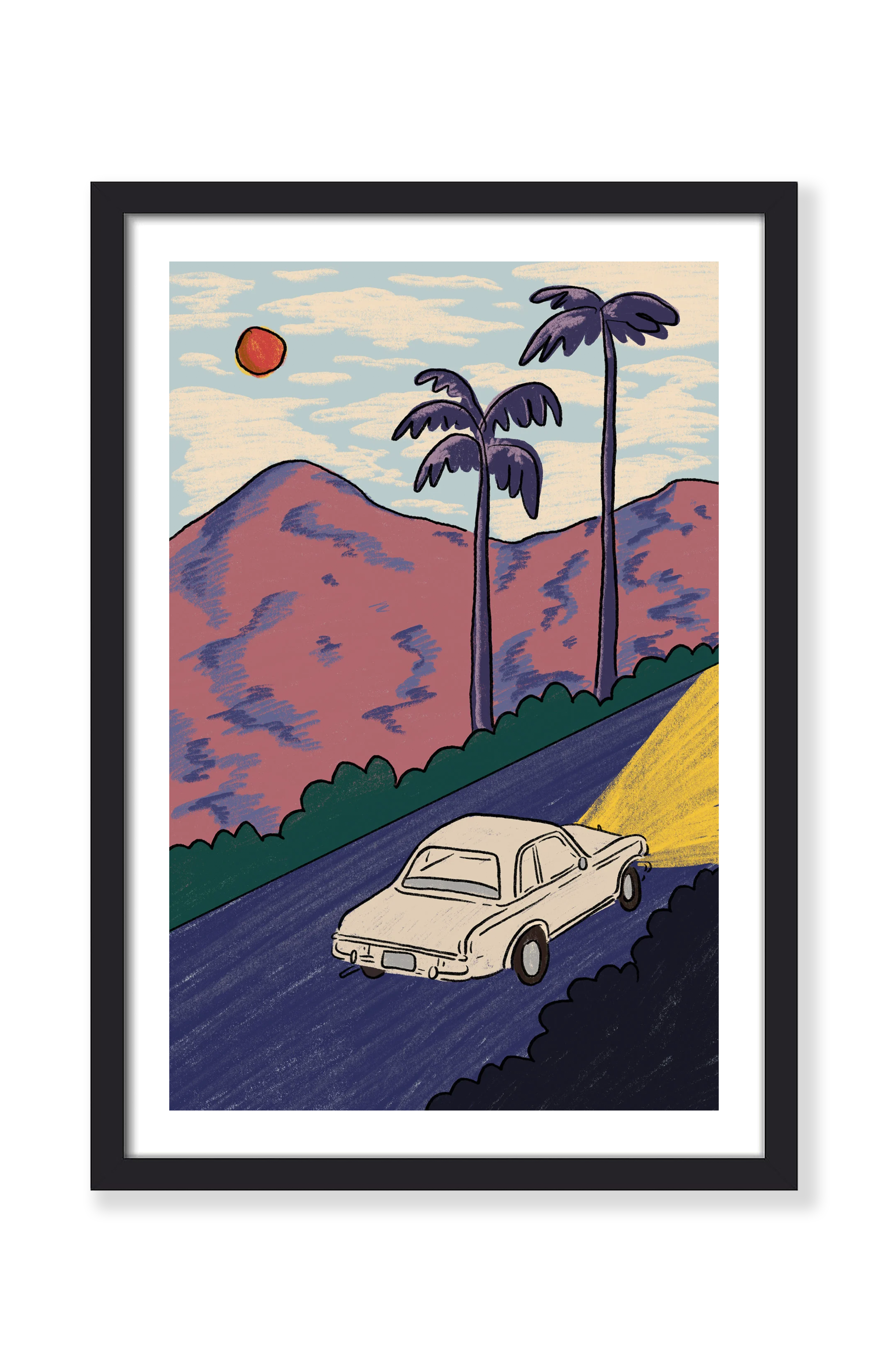 DRIVING AT SUNSET PRINT