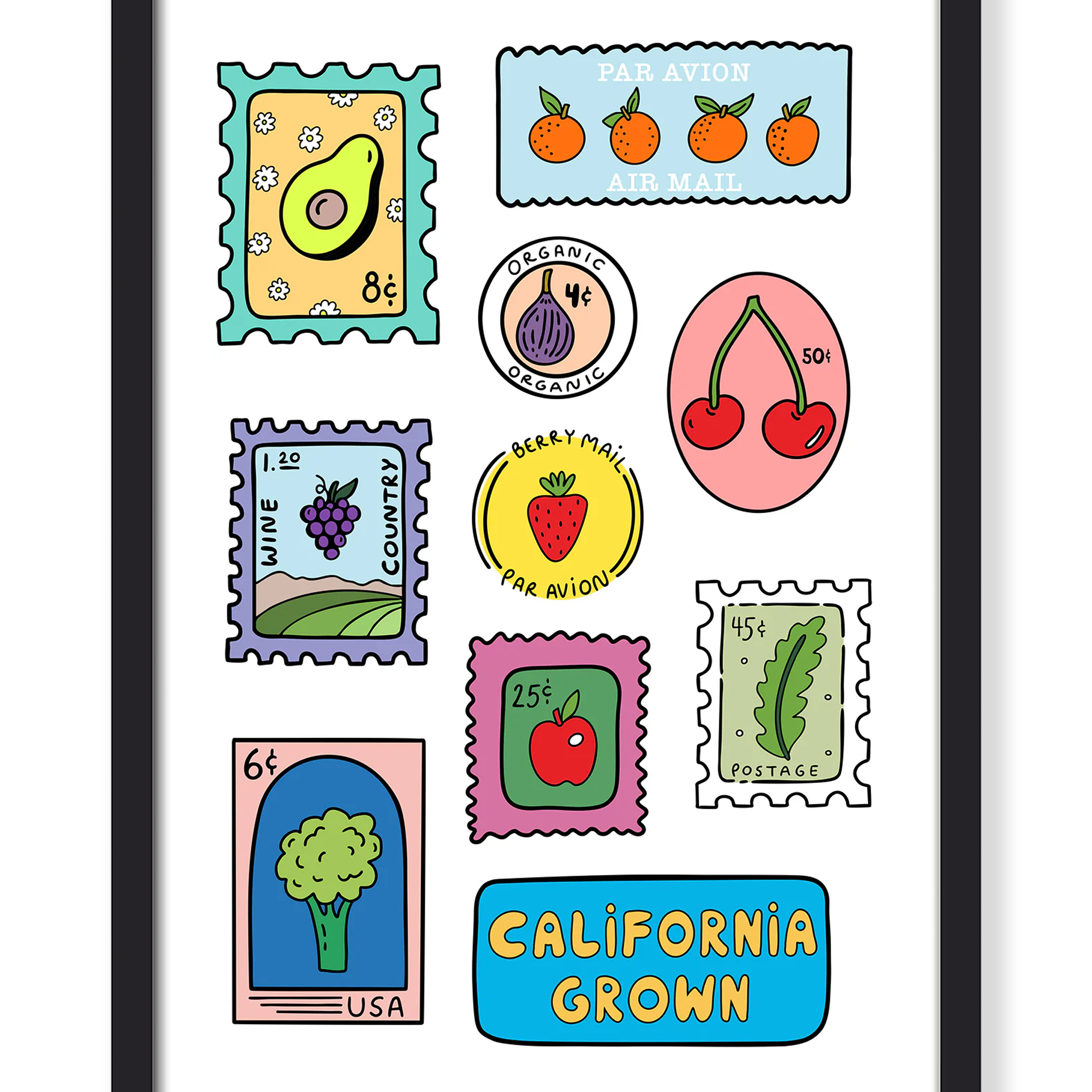 CALIFORNIA PRODUCE STAMPS PRINT