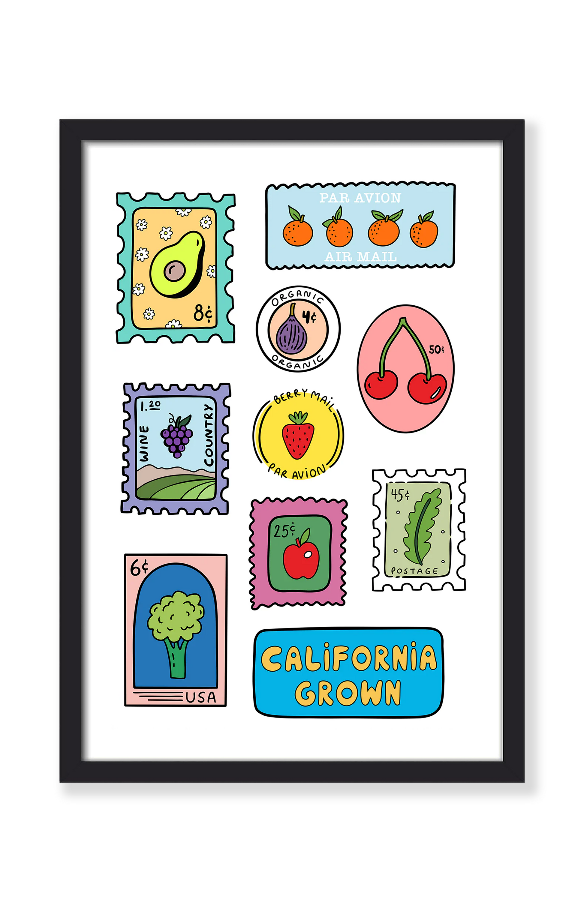 CALIFORNIA PRODUCE STAMPS PRINT