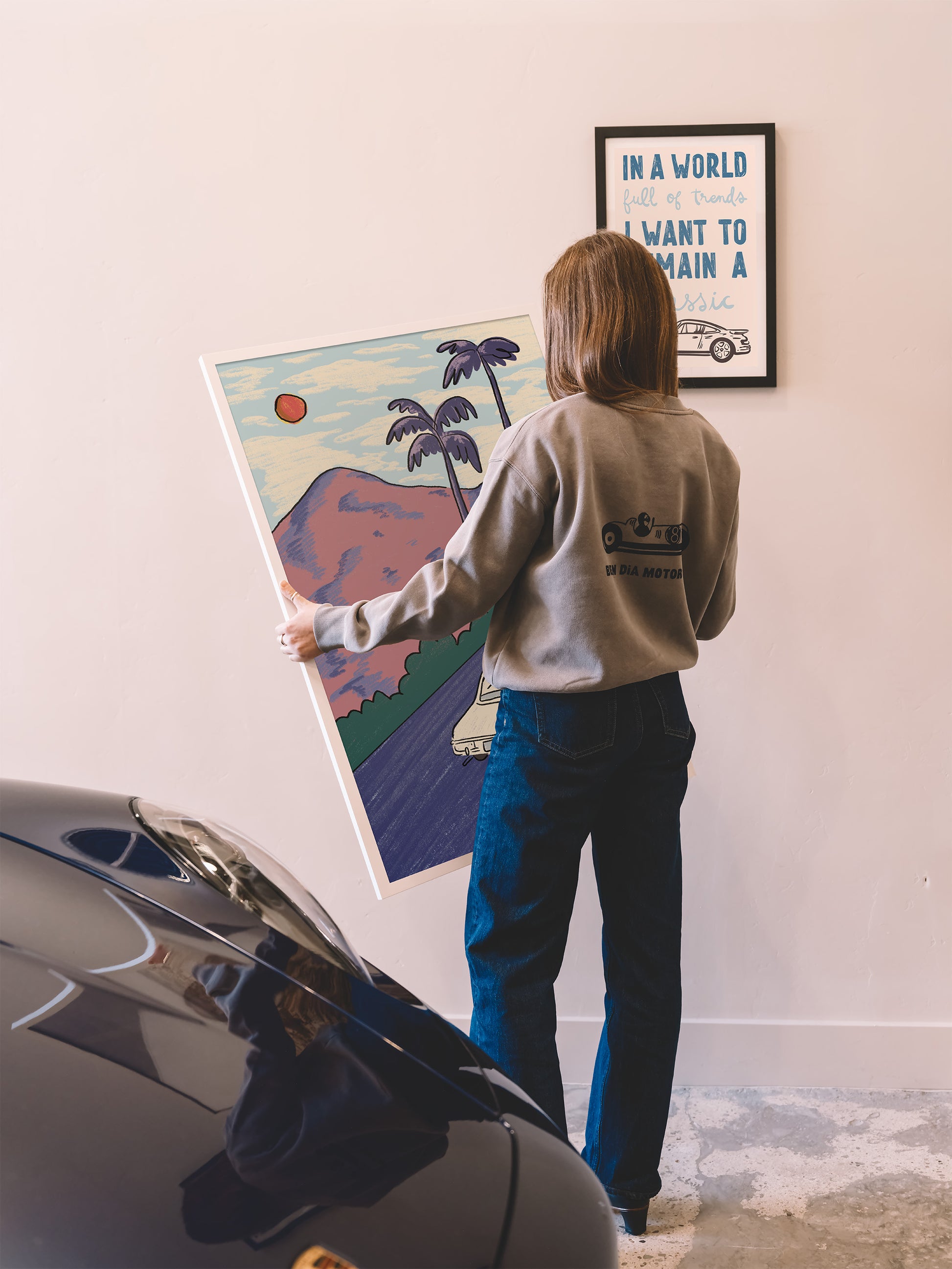 DRIVING AT SUNSET PRINT