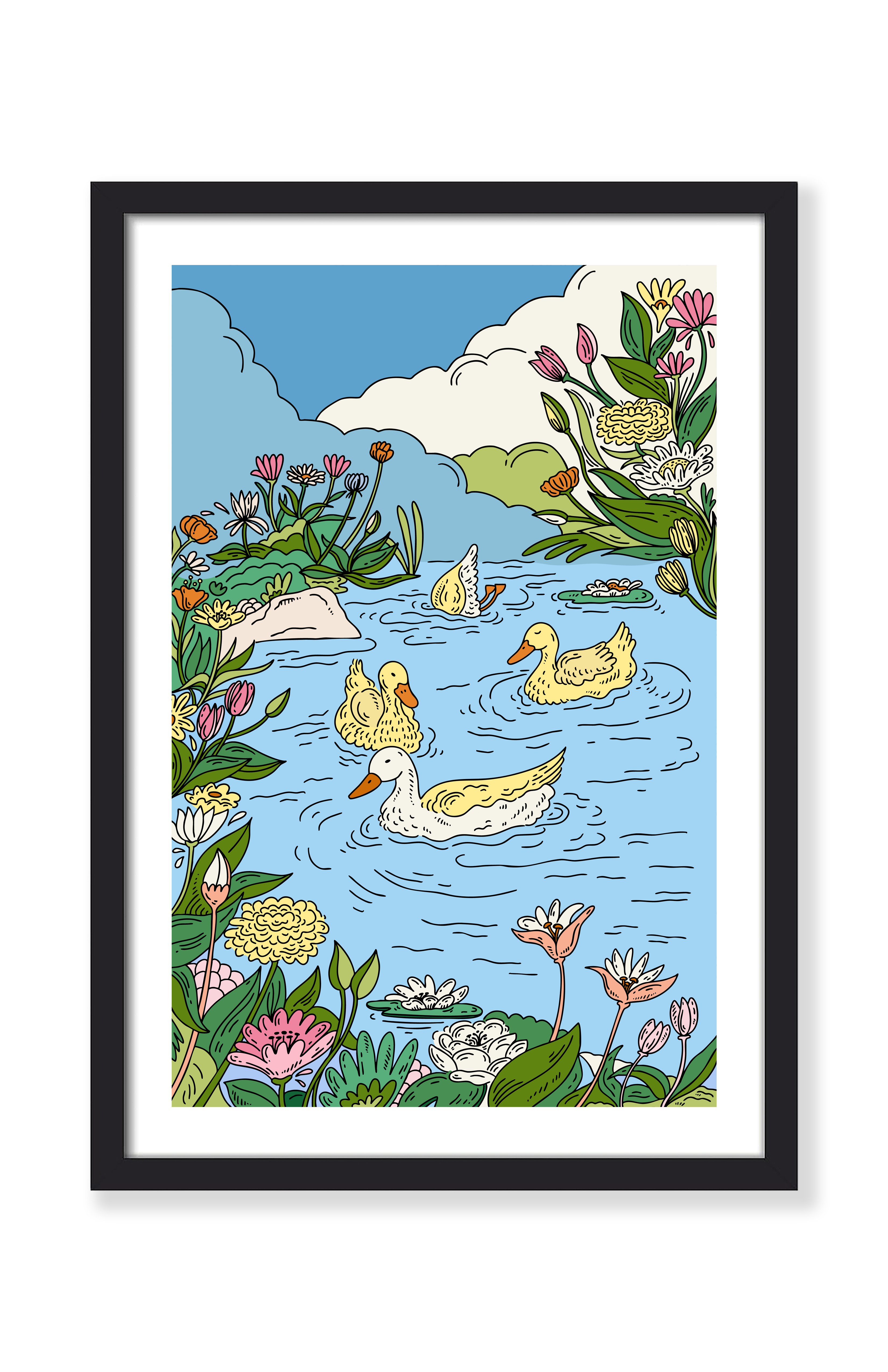 DUCKS IN A POND PRINT
