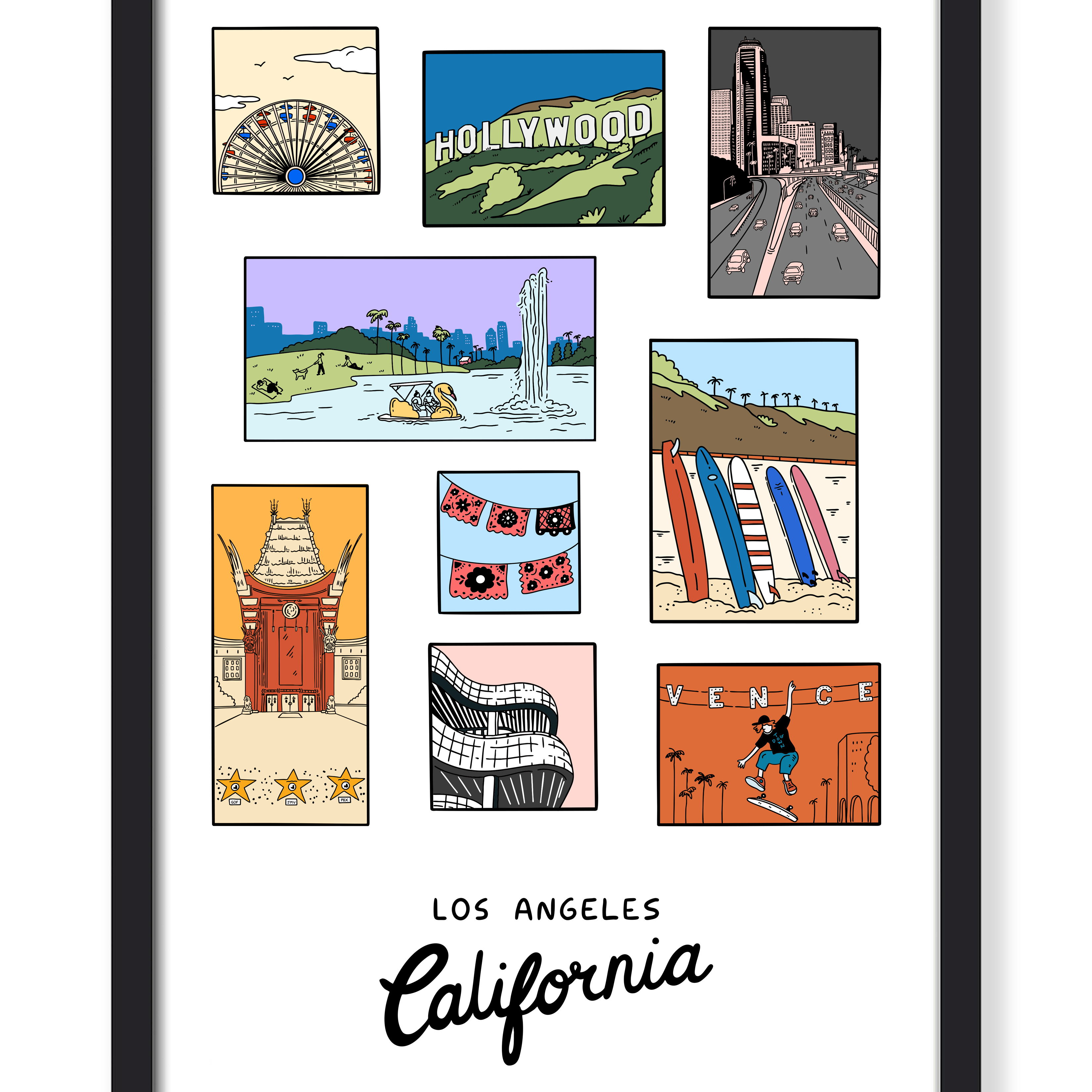 LOS ANGELES ICONS COLOR PRINT
