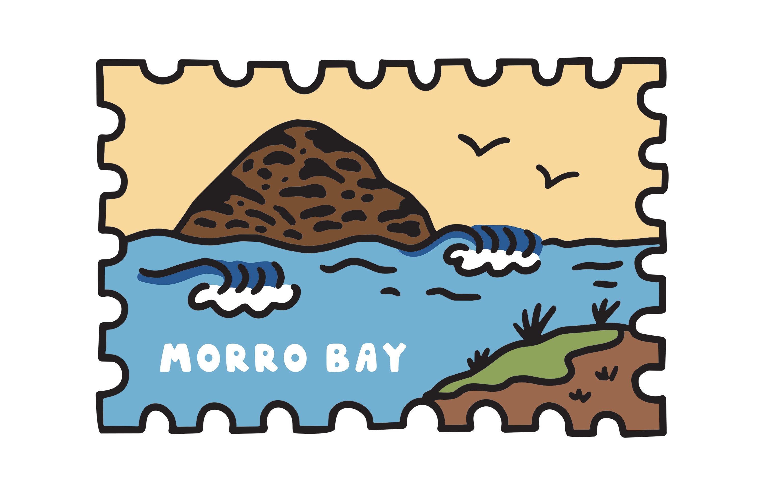 MORRO BAY ROCK STAMP PRINT