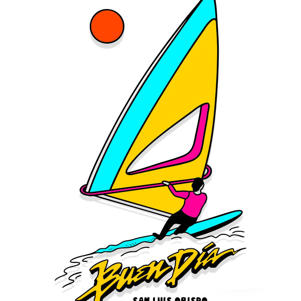 BUEN DIA WINDSURFING RETRO STICKER