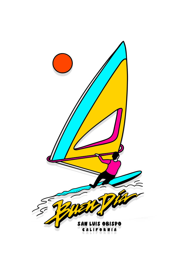 BUEN DIA WINDSURFING RETRO STICKER