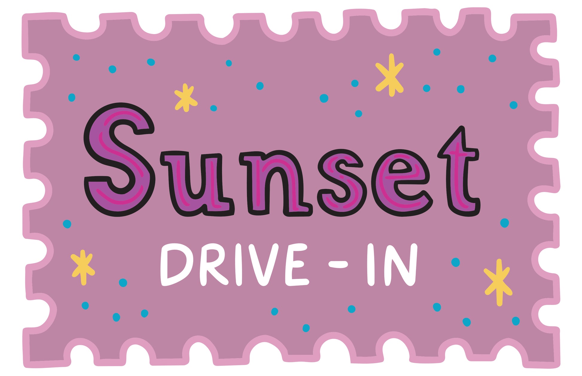 SUNSET DRIVE IN STAMP PRINT
