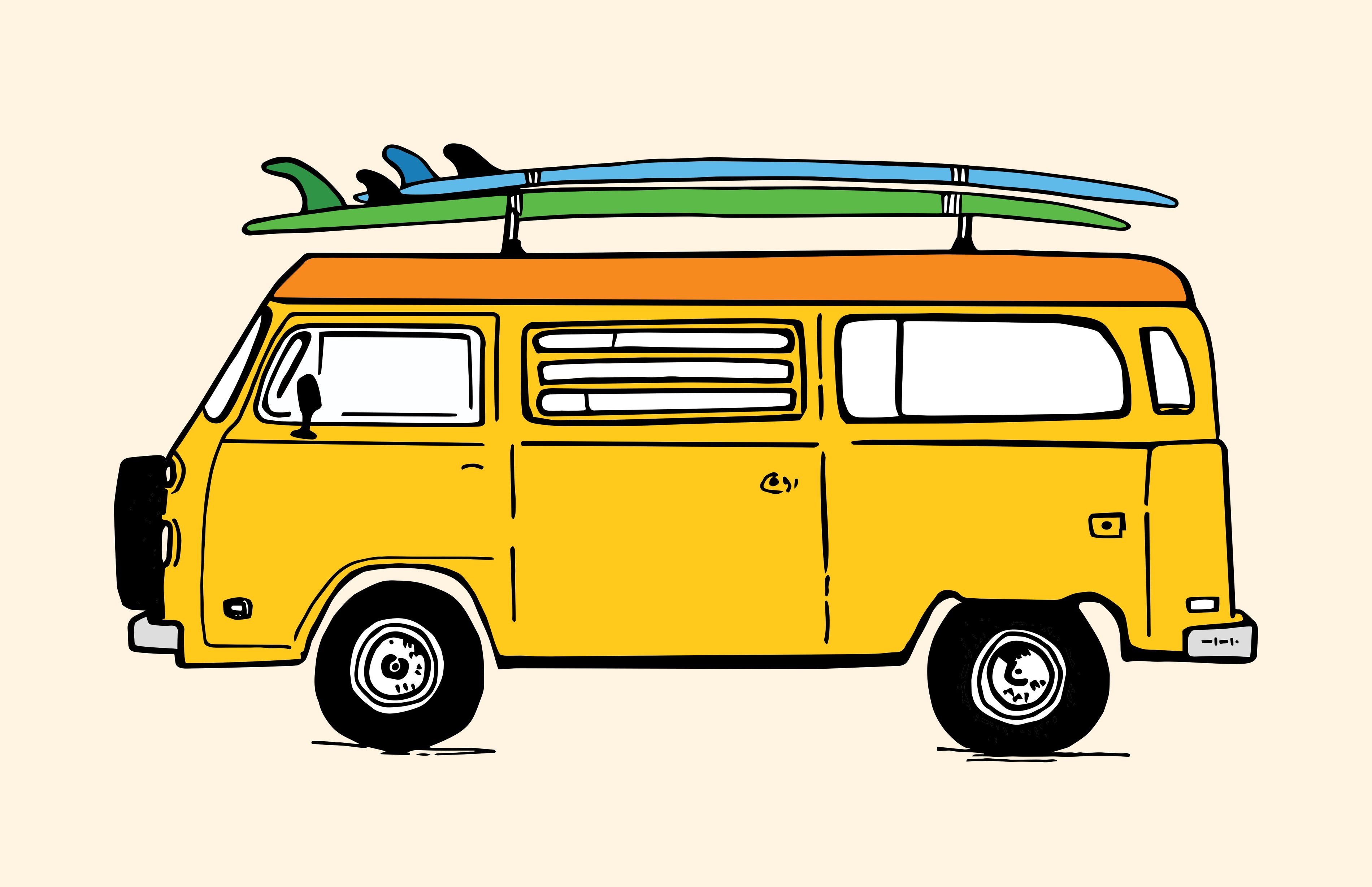 YELLOW VW BUS PRINT