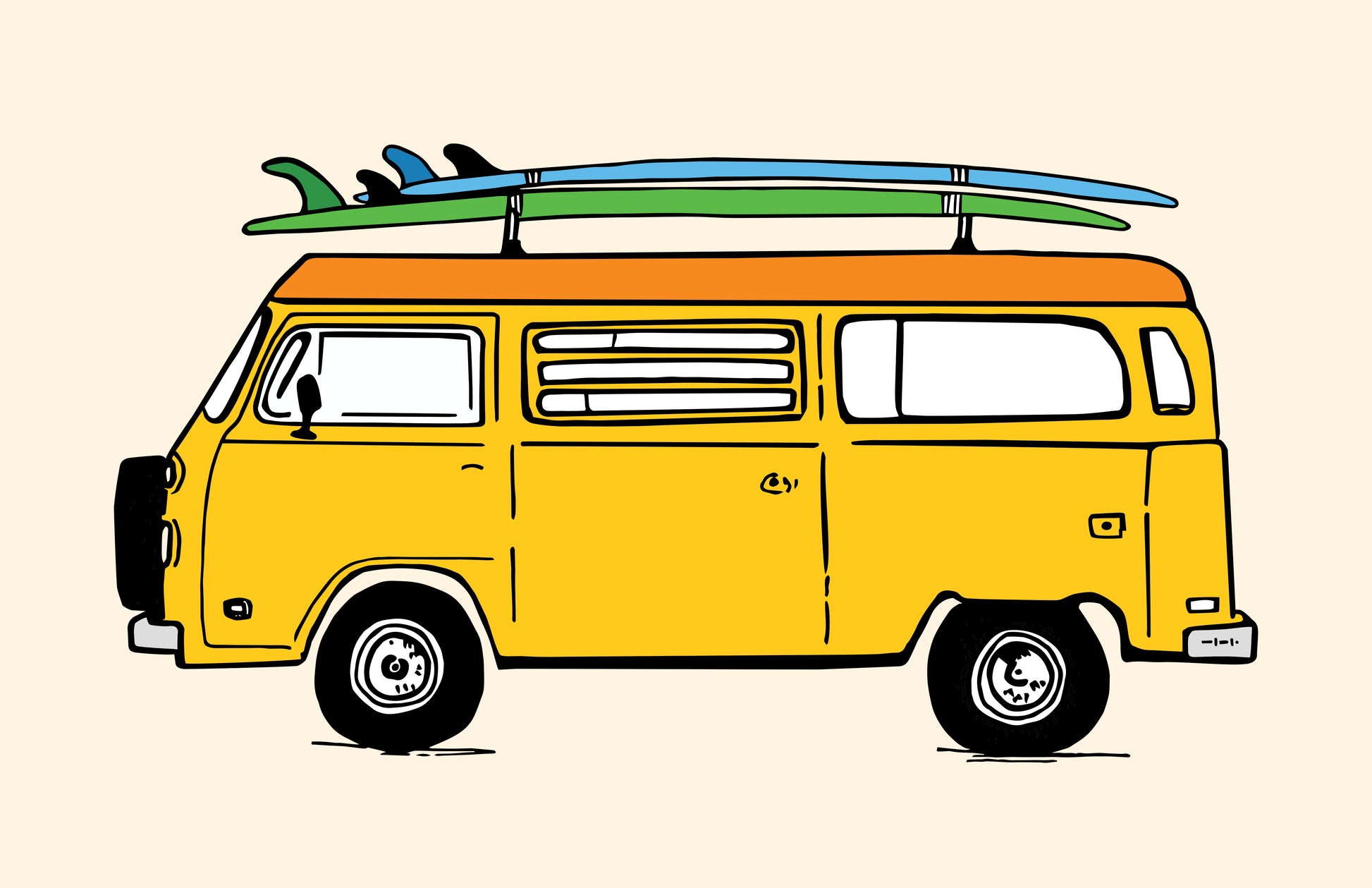 YELLOW VW BUS PRINT