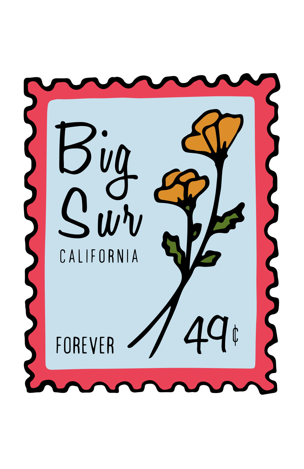 BIG SUR STAMP PRINT