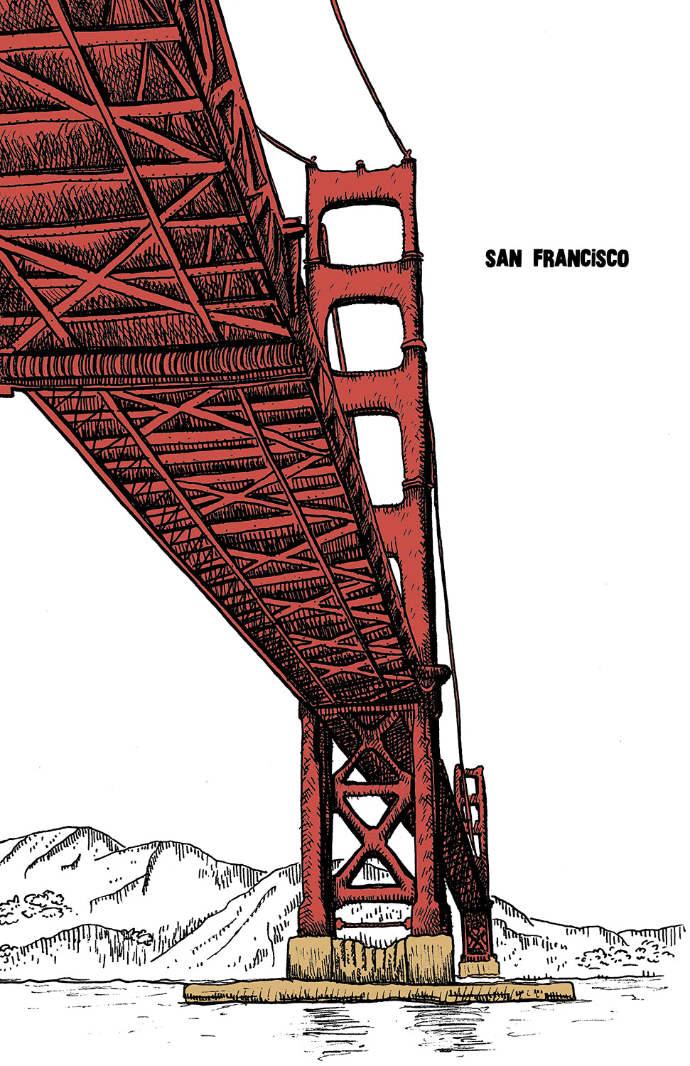 GOLDEN GATE BRIDGE ILLUSTRATION PRINT