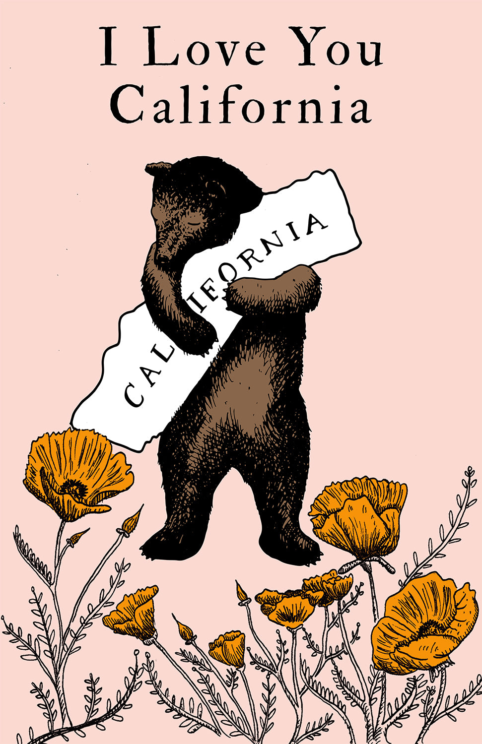 I LOVE YOU CALIFORNIA BEAR PRINT in PINK PRINT